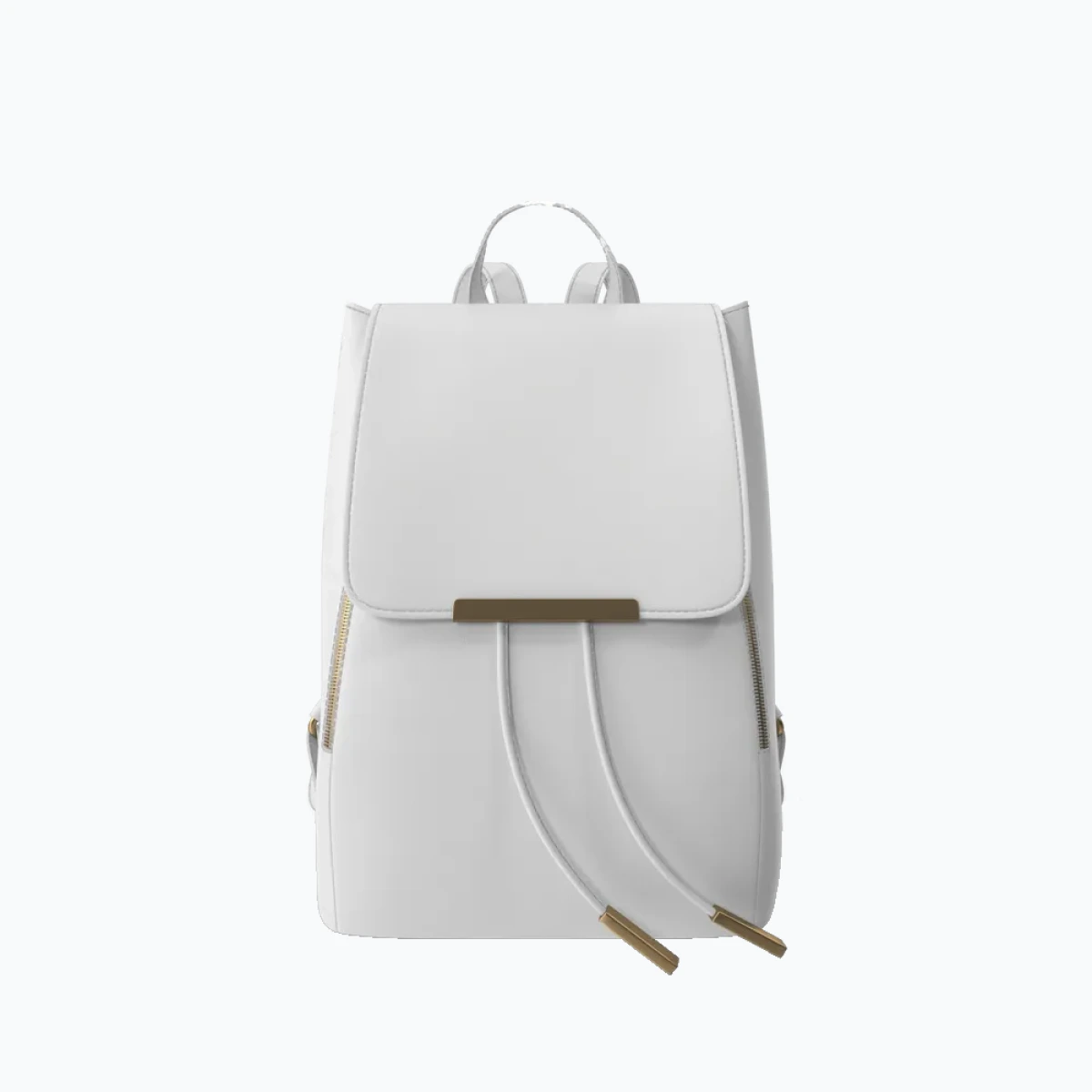White Faux Leather Backpack